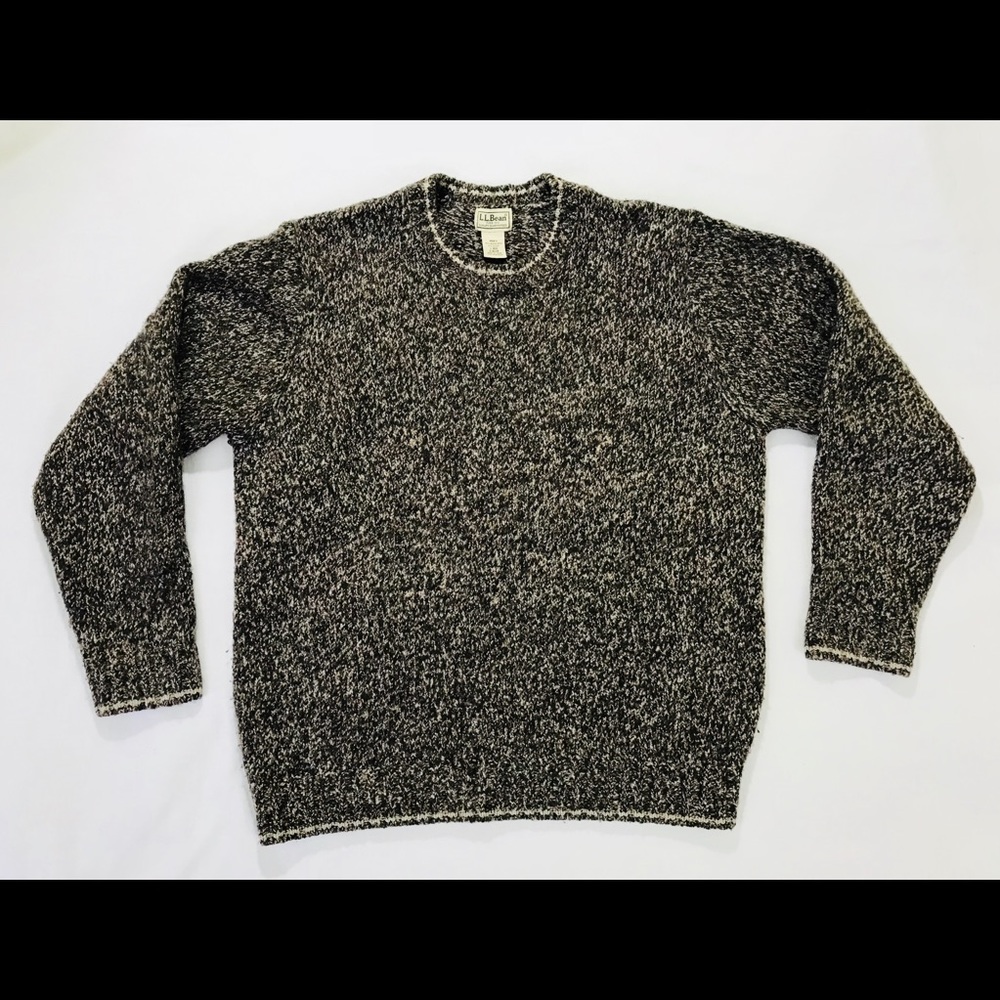LL BEAN Merino Wool Nylon Brown Sweater Large L